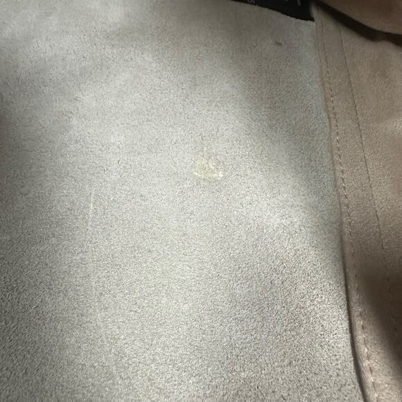 Reiss Beige Suede Slouchy Tote Bag Leather Trim Soft Unstructured Shoulder Purse - Picture 8 of 15